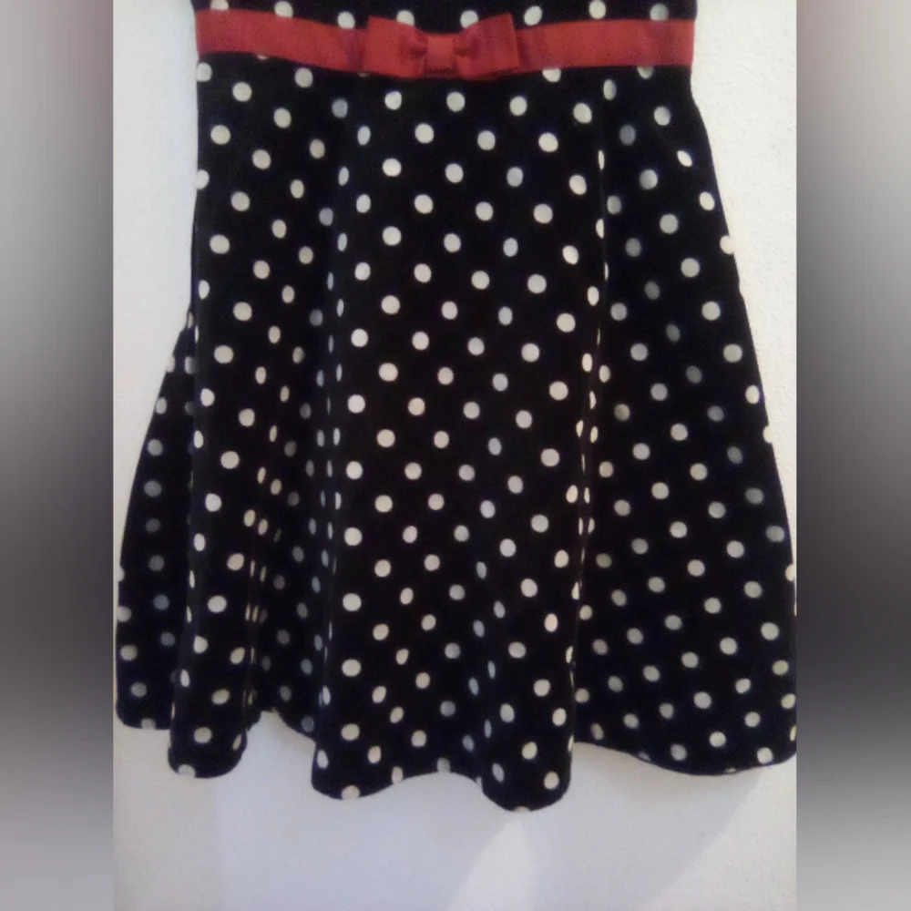 Gymboree Velvet Polka Dot Fit and Flare Dress 100% Cotton Size 6 Ribbon Coquette